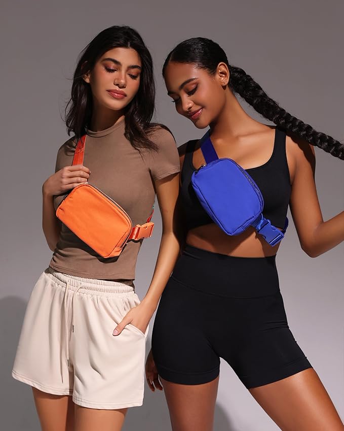 YOSHUYUKI Fanny Pack Cross Body Bag Small Crossbody Bags for Women Men Trendy Nylon Waterproof Mini Purse Travel Running Belt Lulu Dupes Bum Hip Chest Waist Pack Side Bag Must Have Orange