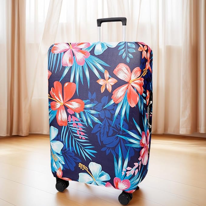 WUJIAONIAO Travel Luggage Cover Baggage Suitcase Cover Protector Skins 18-32 Inch (Flower, M (for 22-24 inch luggage))