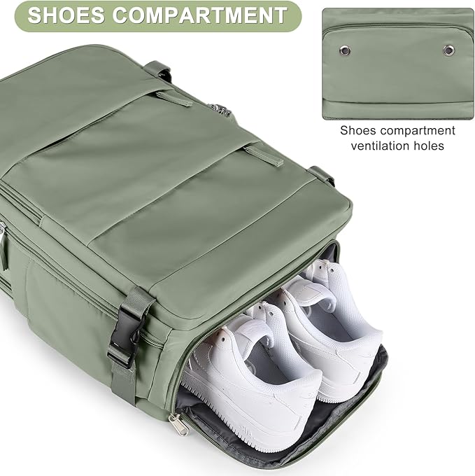 coofay Travel Backpack For Women Men Airline Approved Carry On Backpack Flight Approved Waterproof Sports Luggage Backpack Casual Daypack Small Hiking Backpack Grey Green