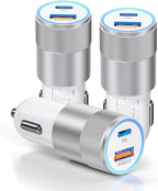 3-Pack Car Charger, Ancekoy 38W Dual Port Fast Charge PD & QC 3.0 Car Adapter Cigarette Lighter USB Plug for iPhone 16/15/14/13 Pro Max, iPad, Galaxy S25/S24/S23 and More (White)