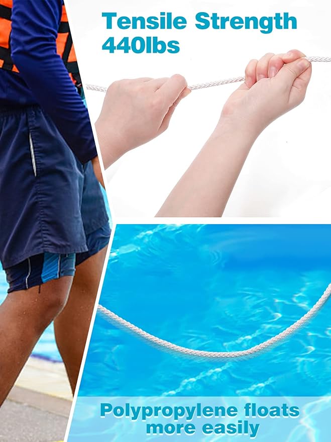 Water Floating Lifesaving Rope - Professional Throwing Pool Life Preserver Rope Line for Swimming Small Kayak Inflatable Boat
