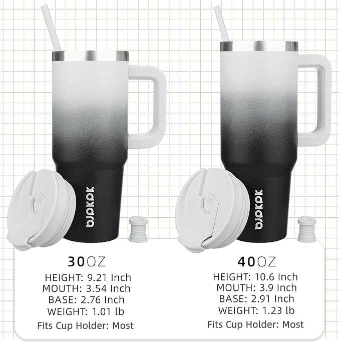 BJPKPK 30 oz Insulated Tumbler With Lid And Straw Stainless Steel Tumblers Cup With Handle For Women And Men,Day And Night