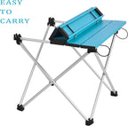 Grope Small Folding Camping Table with Aluminum Table Top, Beach Table for Sand with Carrying Bag,Prefect for Outdoor, Picnic, BBQ, Cooking, Festival (Deep Blue-M)