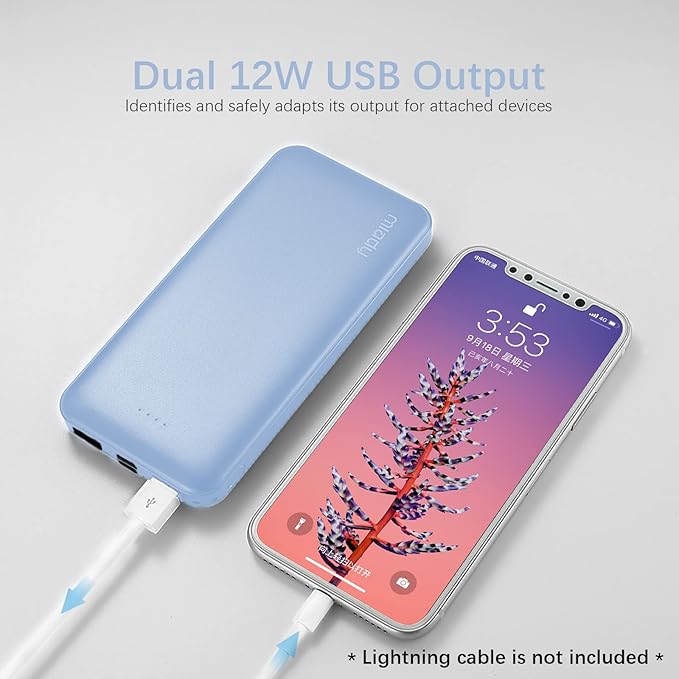 Miady 4-Pack 10000mAh Dual USB Portable Charger, USB-C Fast Charging Power Bank, Slim Backup Charger Battery Pack Compatible with iPhone 16/15/14/13 Galaxy S24/22 iPad Android etc