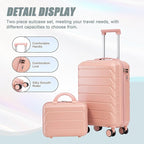 Kids Luggage Sets for Girls, 2 Piece Luggage Set, 20 Inch Rotating Wheel Suitcase with 14 Inch Cosmetic Case, Lightweight Hardshell Suitcase with 360° Spinner Wheels for Travel (Pink)