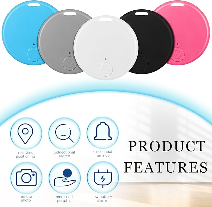 Konohan 5 Packs Smart Item Finder Portable Tracker GPS Tracking Mobile Anti Loss Smart Device Key Finder Tag Locator with Sound for Bags Wallets Backpacks Pets Keys Luggage(Cute)