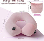 Keemall Inflatable Neck Pillow, Premium Pink U-Shaped Travel Pillow with Soft Washable Cover, Compact Portable Airplane Travel Essentials for Flight, Car and Office, Ideal Travel Gift for Women