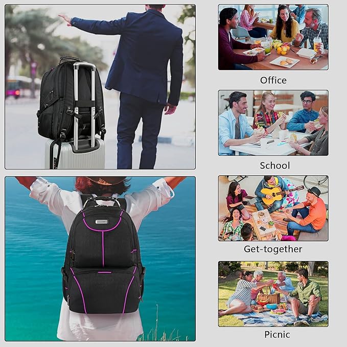 VECKUSON Laptop Backpack, 15.6 Inches, Purple, Unisex