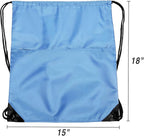 Drawstring Backpack Sports Water Resistant String Bag Sport Gym Sackpack for Women Men Large with Zipper, Baby Blue