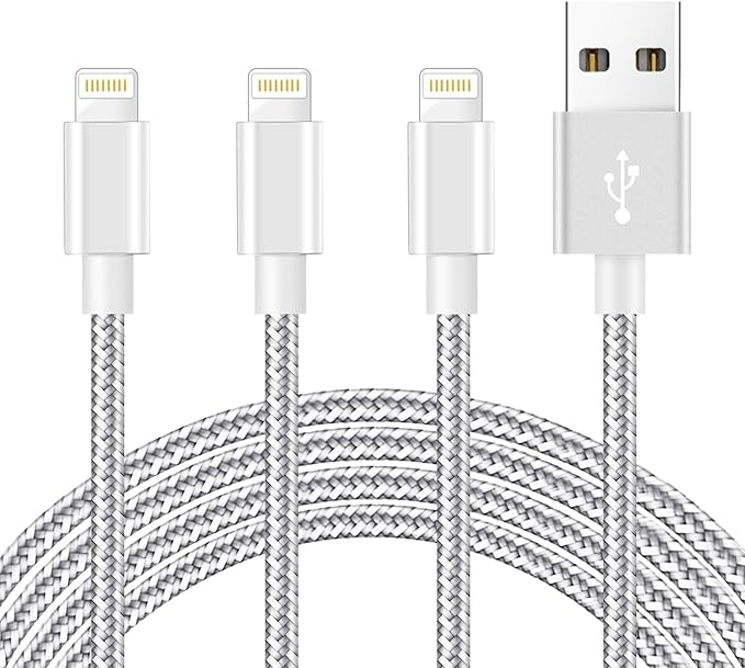 Ximytec Lightning Cable [MFi Certified] 3Pack 10FT iPhone Charger Cord Fast Charging Cable Compatible with iPhone 14 13 12 11 Pro Max 11 XS Max XR X 8 iPad,Silvergray