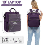 LOVEVOOK Laptop Backpack for Women,18 Inch Professional Womens Travel Backpack Purse Computer Laptop Bag Nurse Teacher Backpack,Waterproof Work Bags Carry on Back Pack with USB Port,Dark Purple