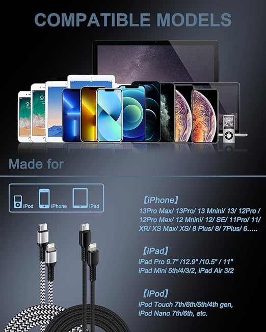 USB Type C Lightning Cable, Super Fast Pd iPhone Charging Cords Apple Certified Original Usbc Lightening Wire Power Chord for iPhone 14 13 Pro Max 12 11 SE 10 X XR XS 8 Plus USB-c Lighting Charger-6ft