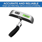 Luggage Scale, Digital Portable Handheld Suitcase, Travel Hanging Baggage with Backlit LCD Display, 50kg/110Pounds, Silver