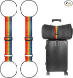 BILIONE Add a Bag Luggage Straps 2 Pack, Adjustable Bungee Elastic Belt to Connect Two Suitcases, Secure Carry On & Travel Essentials (Rainbow)