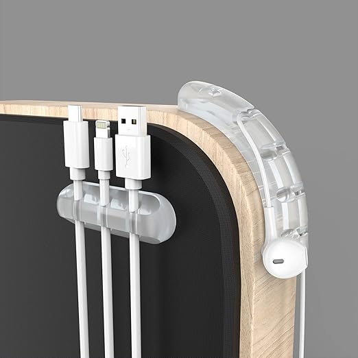 INCHOR Cord Organizer, Clear Cable Clips Cable Management, Cable Organizers USB Cable Holder Wire Organizer Cord Clips, 2 Packs Cord Holder for Desk Car Home and Office (5, 3 Slots)