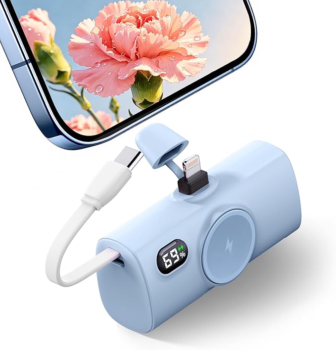 Little Blue Portable Charger Power Bank for iPhone 14 Pro, 5000mah Compact-Handy Battery Pack for Lightning, Travel Backup Charger for iPhone 12 mini, On-the Go Phone Charger