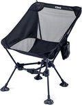 iClimb Ultralight Compact Camping Folding Beach Chair with Anti-Sinking Large Feet and Back Support Webbing (Black - Triangular Frame - 2PC)
