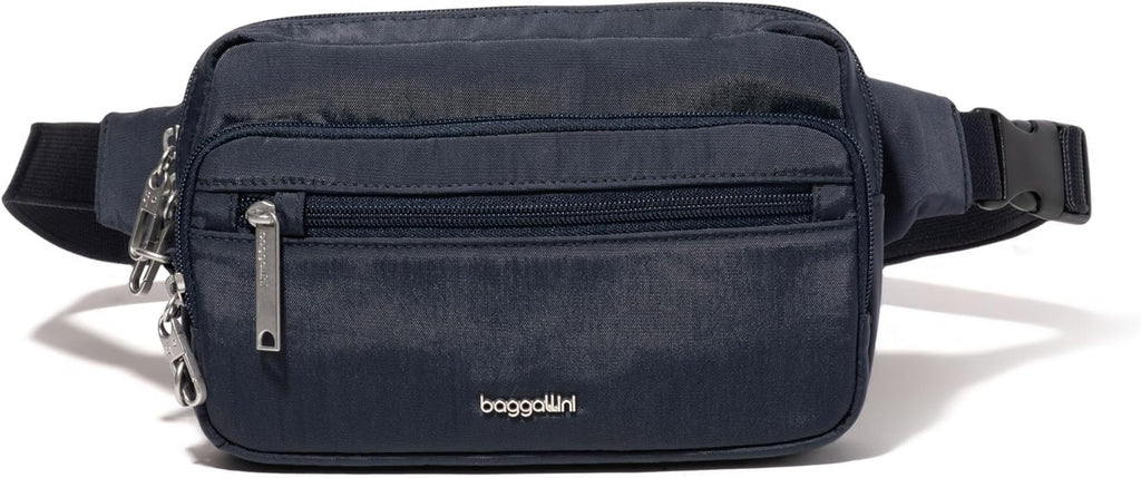 Baggallini Securtex Anti-theft Belt Bag 8.8"x5.5" Crossbody Fanny Pack for Women RFID Wallet Locking Zipper Travel Purse