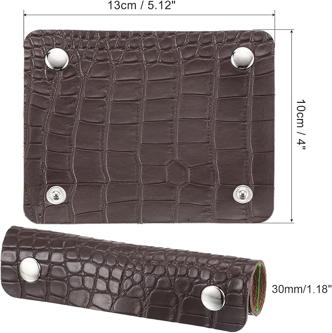 PATIKIL Luggage Handle Wrap, 2 Pack Irregular Pattern PU Handbag Grip Cover Protector Identifier with Clasp for Suitcase Grocery Shopping Bag, Brown