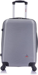 InUSA ROYAL Hardside Luggage with Ergonomic Handles | Spacious Travel Suitcase with Four Spinner Wheels and Studs | 20 Inch Hardside Carry-On Spinner Luggage | Silver