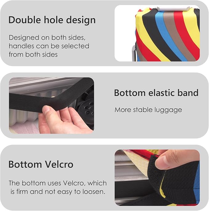 Adorila Travel Luggage Cover Suitcase Protector - Elastic Washable Protective Cover for Suitcase, Colorful Wave Pattern, Size L