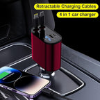 69W Fast Charging USB C Car Charger, 4-in-1 Retractable Phone Charger for iPhone 17, Travel Essentials, Gifts for Women Men, Car Accessories for Women Men, for iPhone 17 16 15 14 13, Galaxy, Pixel