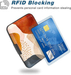 Credit Card Holder, Mini Aluminum Card Wallet RFID Blocking Slim Metal Hard Card Case for Women Men, Abstract Marble