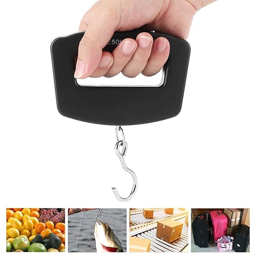 Digital Luggage Scale, Portable Electronic Hanging Scale with LCD Display, 110 lb/50 kg Capacity for Travel