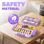 EASYFUN Bento Box Adult, Lunch Box, 4-Compartment Lunch Containers, Drop-Proof, Dishwasher Safe & Made with BPA-Free Materials (Purple)