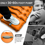 FUN PAC Camping Sleeping Pad, Ultralight Camping Mat with Pillow Built-in Foot Pump & Pillow, Upgraded Compact Camping Air Mattress for Tent, Backpacking-Orange