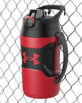 Under Armour Insulated Water Bottle with Handle & Fence Hook, Half Gallon Sports Water Jug, Leak-Resistant & BPA-Free for Baseball, Football & Gym - Red/Black, 64oz