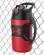 Under Armour Insulated Water Bottle with Handle & Fence Hook, Half Gallon Sports Water Jug, Leak-Resistant & BPA-Free for Baseball, Football & Gym - Red/Black, 64oz