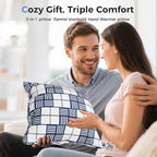 3 in 1 Travel Pillow Blanket Set with Removable Flannel Blanket Throw,Hand Warmer Pockets,Pillow (Color1, 60in*79in)