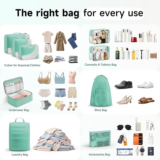 9 Set Packing Cubes for Travel, Gifts for Women Mom,Anti-Tearing Suitcase Organizer,OlarHike Vacation Essentials & Accessories for Cruise Ship