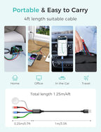 Travel Essentials,4 in 1 for Apple Watch Charger/iPhone Charger/Multi Charging Cable,2026 Cruise Vacation Essentials,USB C/L/Micro Portable Charger for iWatch 11-1/iPhone 17-12,Car,eBook Reader-4FT