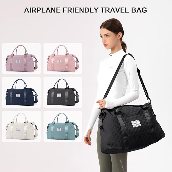 HYC00 Travel Duffel Bag,Carry-on Overnight Weekender Bags for Women,Sports Tote Gym Bag with Wet Pocket