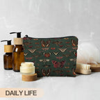 Moody Green Academia Butterfly Cosmetic Bags Toiletry Bag for Women, Vintage Butterfly Makeup Bag, Butterfly Gifts for Women, Dark Cottagecore Butterflies Makeup Pouch