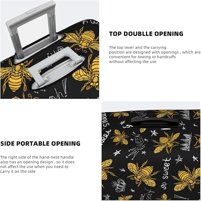 Travel Luggage Cover Suitcase Protector, Honey Bees Golden Luxury Thicker Washable Elastic Stretch Anti-scratch Suitcase Sleeve with Concealed Zipper for Wheeled Suitcase Fits 22-24 Inch Luggage