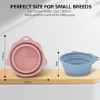 2-Pack Collapsible Silicone Dog Bowl,13oz Portable Pet Food & Water Dish, Travel Bowl with Non-Slip Textured Base (Lick Mat Feature) for Peanut Butter, Yogurt Pink&Blue