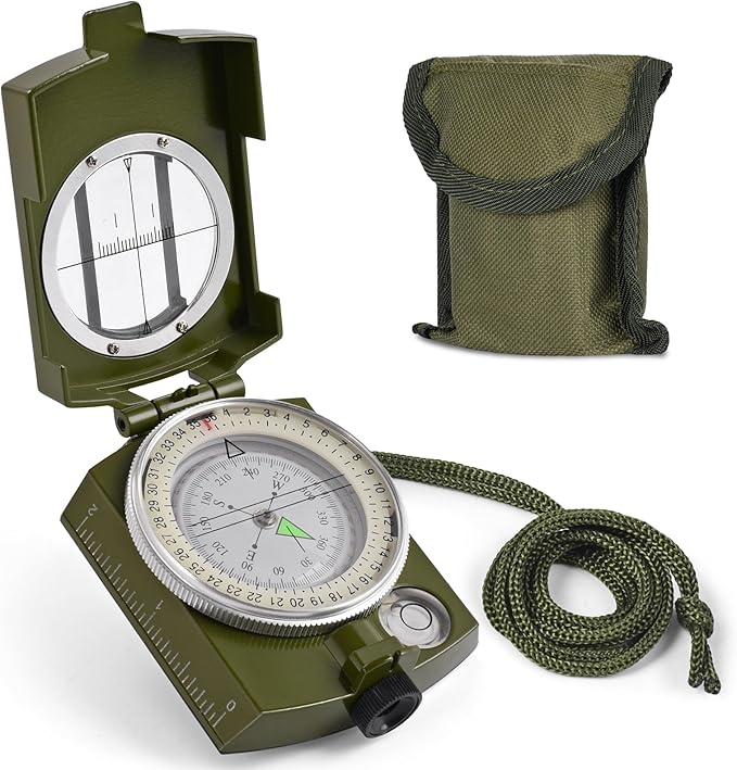 Compass, Hiking Compass for Survival with Lensatic – Water-Resistant Durable and Pocket-Sized