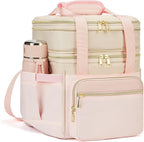 holuxer Insulated Lunch Bag & Lunch Box for Women - Double Deck Reusable Lunch Bag for men Tote Cooler Bag Leakproof Soft Expandable - Large Lunchbox for Work/Adult/Picnic/Outdoor (Pink，15L)