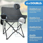 HaSteeL Camping Chair for Adults, Compact Folding Portable Chairs Set with Side Pockets for Outdoors Fishing, Hiking, Backpacking, Picnic, Beach, Travel, Supports to 250lbs, & Storage Bags (Grey)