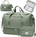 Extra Large Travel Duffle Bag,Carry on Overnight Bag with Shoes Compartment,Weekender Bags for Women for Travel Business Trips Sport Hospital,3 Pcs Set,Green