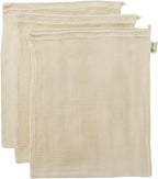 Simple Ecology Reusable Produce Shopping and Storage Bags, Drawstring, Washable Organic Cotton Mesh, X Large 3 pack