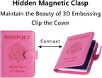 Airtag Passport Holder Cover Wallet RFID Blocking Leather Case Travel Essentials Luggage Accessories Travel Must Have(118#Pink)