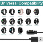 2 Pcs Smart Watch Charger, 2-Pin 2.84 mm Magnetic USB Charging Cable, Replacement Charger Cord Compatible with Letsfit, YAMAY, Willful, UMIDIGI, Fitpolo, Blackview, Dirrelo, Lifebee, Hamile