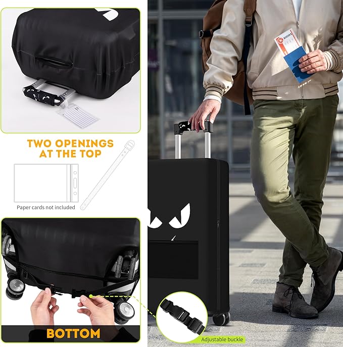 bvya Luggage Suitcase Covers for Luggage, Elastic Luggage Cover Protector Scratch Resistant Travel Essentials Suitcase Cover Fits 18 inch Luggage with Luggage Handle Cover and Luggage Tag