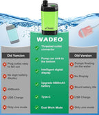 WADEO Portable Shower for Camping, Outdoor Electric Shower Rechargeable Pump with Intelligent Digital Display, Camping Shower Head Nozzle for Camping, Hiking, Traveling, Washing