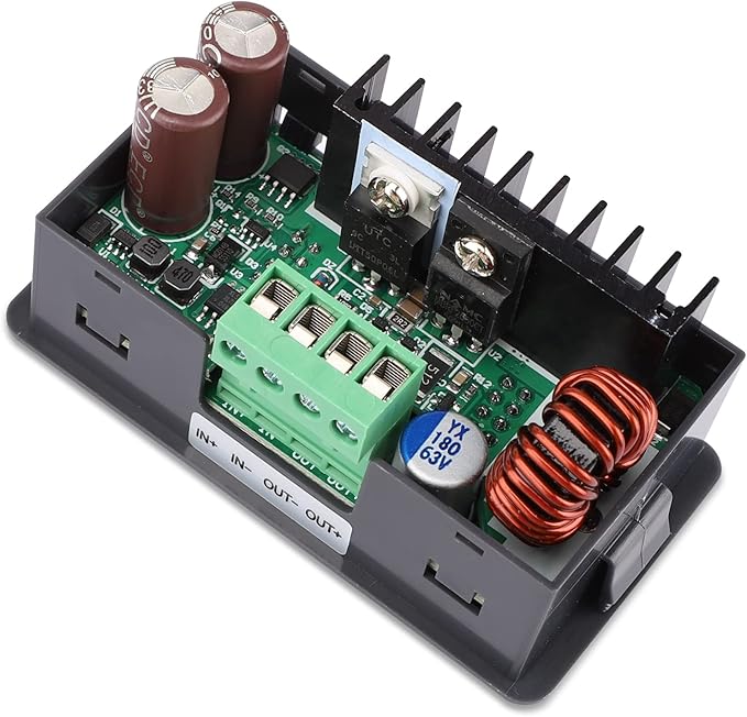 DROK DC Buck Converter Adjustable Color LCD Display, 6-55V to 0-50V 5A Step Down Converter Voltage Regulator Power Supply
