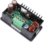 DROK DC Buck Converter Adjustable Color LCD Display, 6-55V to 0-50V 5A Step Down Converter Voltage Regulator Power Supply